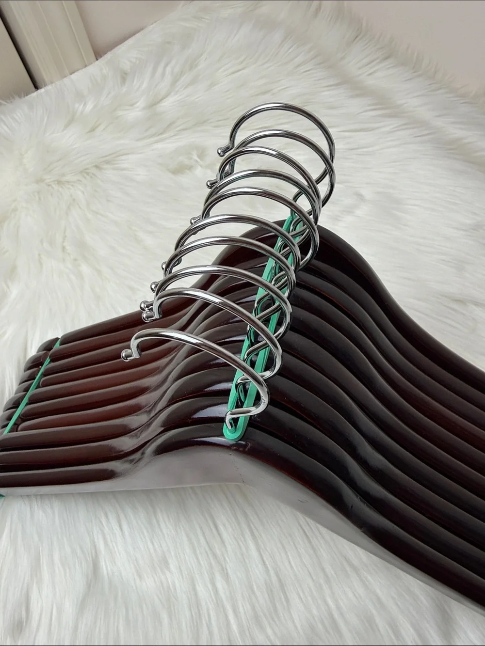 Wooden Shirt Hangers - Set of 10 in Dark Cherry Finish